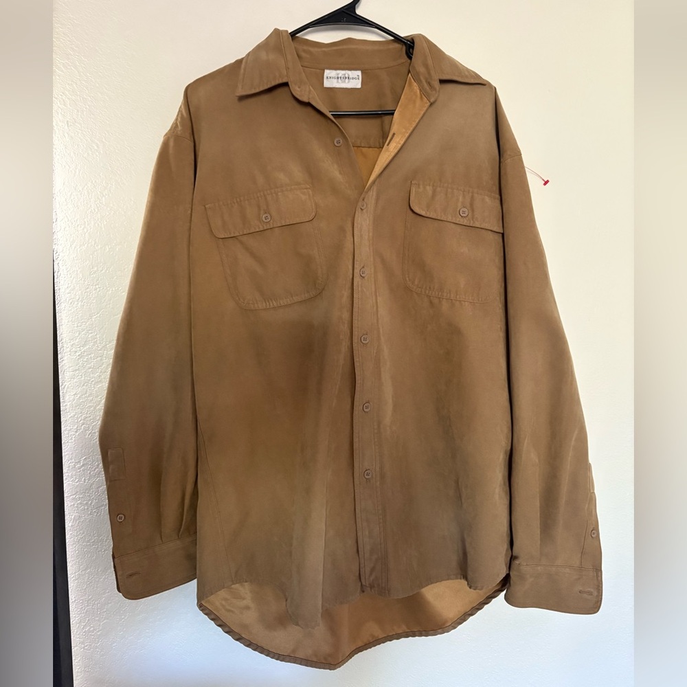 Knightsbridge Tan Button-up, suede outside silk inside